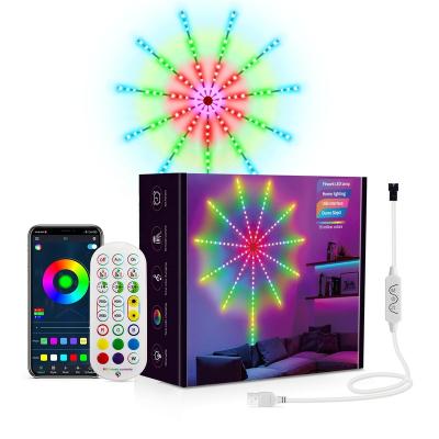 China Residential Dreamy Color LED Firework Lights with APP Control Remote Starburst LED Strip Lights for Bedroom Decorations Christmas Party Light for sale