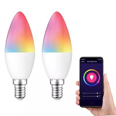 China Residential Popular Multicolor Smart Energy Saving Indoor LED Candle Bulbs WIFI Bulbs By Alexa Google TUYA APP C37 E14 E12 Base 220V for sale