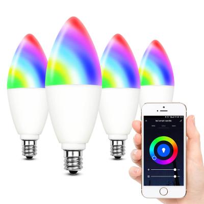 China Residential C35 LED Bulb 5w 400lm Dimmable Smart Bulb Compatible with Alexa Google Assistant Via Voice Control E14 E12 TUYA Lamp Light for sale