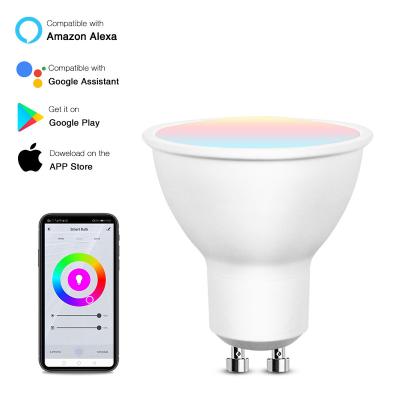 China 2022 Residential 5W GU10 RGBCW Color Changing Decorative Smart WIFI LED Spotlight Bulb Dimmable Compatible with TUYA APP Alexa Google Home for sale