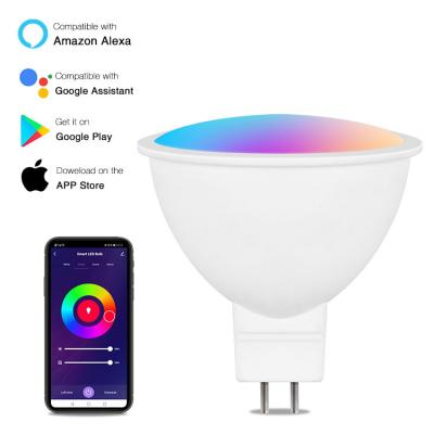 China High Brightness Residential Smart MR16 5W 400lm GU5.3 Light Bulb WIFI Smart Work With TUYA Alexa Google Home Voice Control DC12V for sale