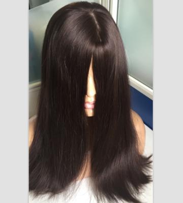 China European Virgin Hair Cuticle Aligned Jewish Wigs Fast Express Delivery Dark Brown 2# Silk Straight Wig 100% Silk Straight for sale