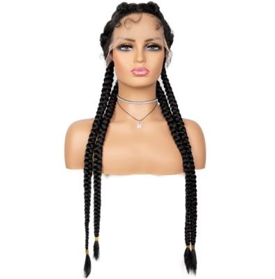 China Other Double 4 Dutch Braids Heat Resistant Synthetic Hair Lace Front Wig For Color Women Express Delivery Fast for sale