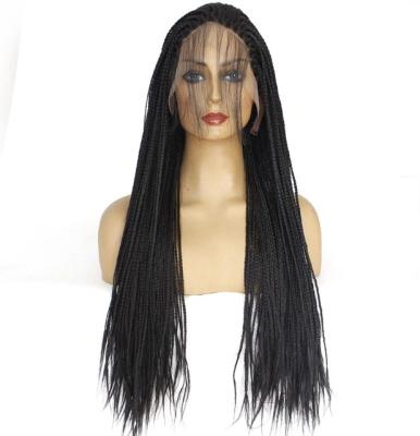 China Other Hair Black Color Box Heat Resistant Synthetic Braids Lace Front Wig With Baby Hair For Color Women Express Delivery Fast for sale