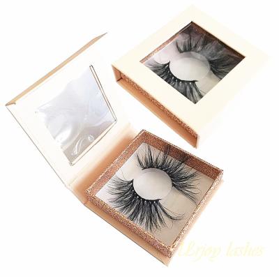 China Long Natural Hot Sale Customized Boxes 25mm Personal Label Mink Eyelash Strip 5D Mink Lashes Extensions For Lashes Wholesale for sale