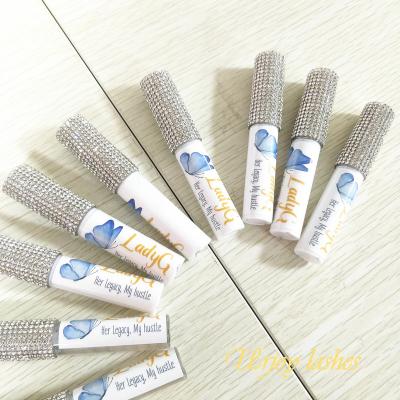 China Safe Vegan 5ml Lash Glue Bottle Customized Private Label With Diamond Inlaid Waterproof False Eyelash Glue for sale