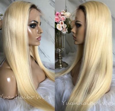 China Full Lace Ombre 2T613# 100% Straight Blonde Malaysian Virgin Human Hair Wigs Express Delivery Fast for sale