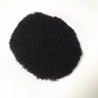 China Curly 4mm Afro Curly Black Color Hand Tied Indian Virgin Remy Hair Pieces Full Lace Unit For Black Man In America Fast Express Delivery for sale