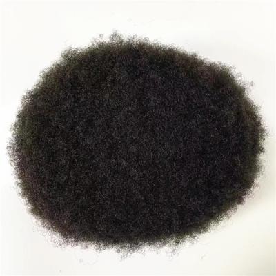 China 4mm Afro Curly Curly Indian Human Virgin Hair Toupee #1b Hand Tied For Black Man In America Fast Express Delivery for sale