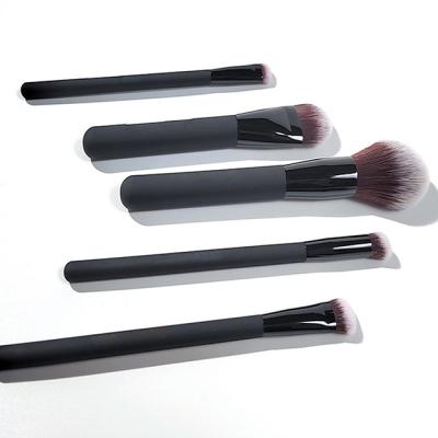 China Angular Blush Luxury 5PCS Professional Make Up Brushes Kits Cosmetic Black Handle And Nylon Hair Makeup Brush Set for sale