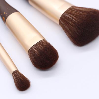 China Angular Blush High quality 3pcs Mini Gold Makeup Brush Set High Quality Vegan Makeup Brushes Cosmetic for sale