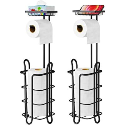 China Bathroom Stand Alone Modern Toilet Paper Roll Paper Holder Standing Stainless Steel Hanger for sale