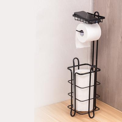 China Factory Wholesale Modern Bathroom Floor Tissue Storage Shelf Free Standing Toilet Paper Holder for sale