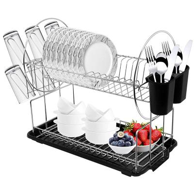 China Easy Assembly Stainless Steel Buffet Dish Rack Kitchen Metal Countertop Wholesale Dish Rack for sale