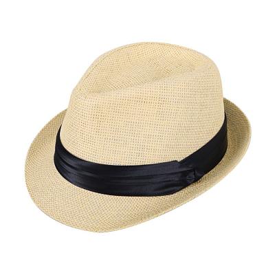 China Character High Quality Classic Paper Cloth Brim Holiday Accessories Unisex Fedora Min Summer Sun Wide Straw Hats for sale