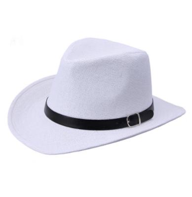 China Holiday High Quality Paper Accessories Cloth Character Classic Min Summer Wide Brim Sun Unisex Cowboy Straw Hats for sale