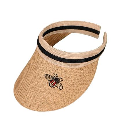 China High Quality Classic Accessories Min Summer Visor Hat Wide Character Braid Paper Holiday Overflow Sun Unisex Straw Hats for sale