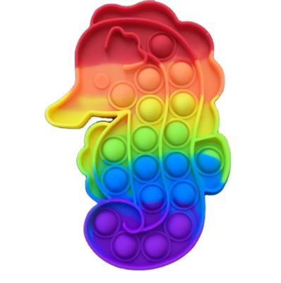 China New Rainbow Popper Pushing Noise Toy Parent Child Bubble Bumpy Person Soft Funny Sensory Toy Silicone Push Up Rainbow Among Us Noise Bumpy Person Toy for sale