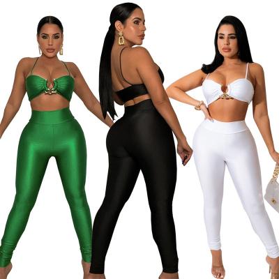 China QUICK DRY 2022 New Design Strap Beading Wrap Cami Vest And Pants Women's Sets 2 Piece Set Women for sale