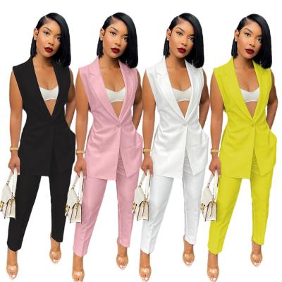 China 2022 QUICK DRY fashion new blazer sleeveless workout sets women two piece set 2 piece set women for sale