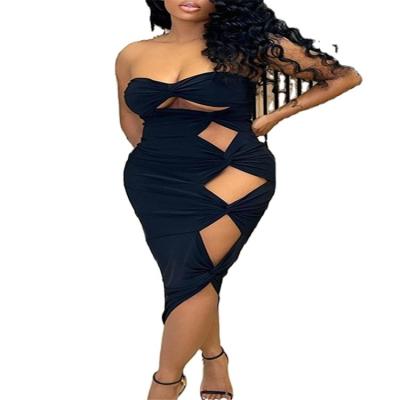 China Anti-wrinkle 2022 New Fashion Off Shoulder Cut Out Bodycon Dresses Women Formal Dress for sale