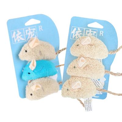 China Viable Main Supplies Pet Cat Toys Wholesale Simulation Plush Mouse Three Kit Cat Toys for sale