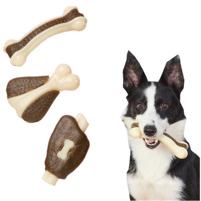 China Viable Durable Nylon Molar Bone Chewing Gum Stick Dog Cowhide Big Bite Toy Pet Dog Chewing Dog Toy for sale