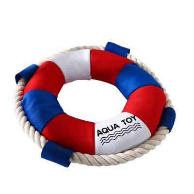 China Viable New 2021 Voice Resistant Rope Dog Ring Pet Toy Bite Cotton Pet Swimming Voice Interactive Toys for sale