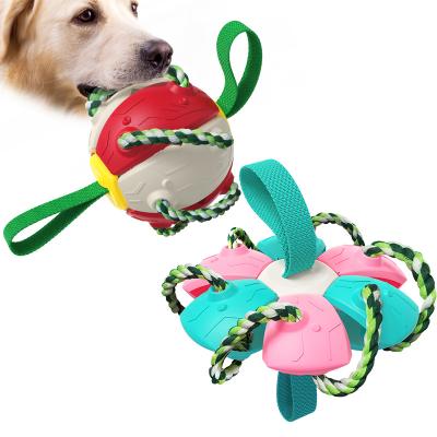 China New design viable shape changing ball toy and foldable interactive flying disc plastic material is durable and strong dog toys for sale