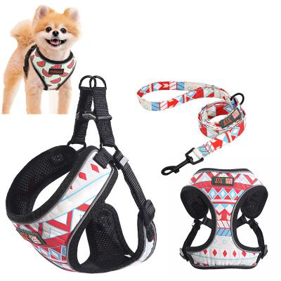 China Customized Wholesale Pet Supplies Can Be Customized Dog Leash Pet Chest Vest Style Harness Printed Dog Harness for sale