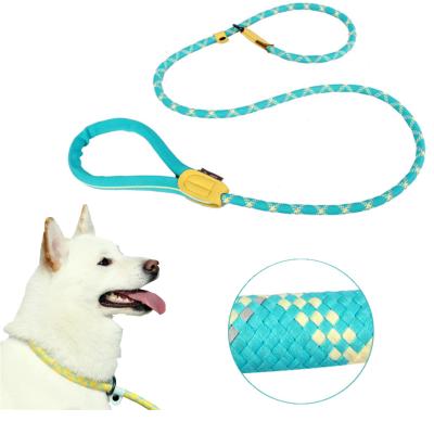 China Durable Pet Collar Leash Integrated Nylon Braided Multicolor Soft And Comfortable Dog Leash for sale