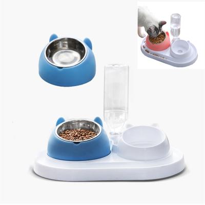 China Viable Main Supplies Wholesale Stainless Steel Pet Cat And Dog Bowl Double To Protect Cervical Thorn Pet Food Bowl for sale