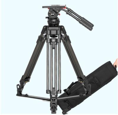 China Factory Supply CCTV Broadcasting Heavy Duty Carbon Fiber Profesional Video Tripod With Carry Case Kit for sale