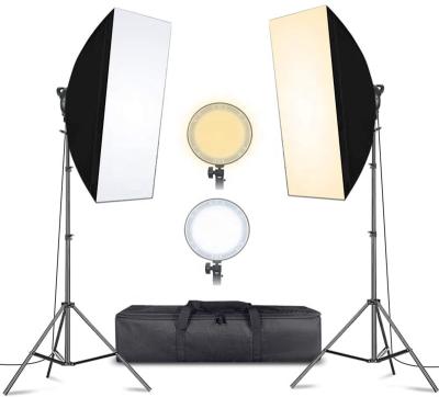 China 2 Packs LED Softbox Lighting Kit 20x28 inches Softbox 45W Dimmable LED Light Head with 2 Color Temperature With Light Stand for sale