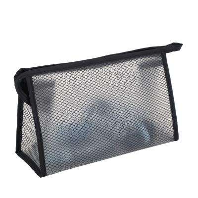 China Lady Clear Transparent PVC Tote Mesh Zipper Bag PVC Mesh Bag Travel Women Toiletry Cosmetic Wash Bag for sale