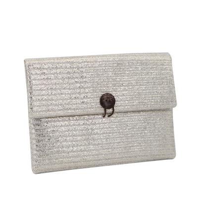 China 2022 Fashion Summer Season Straw Material Special Mateiral Portable Envelope Pouch Eco-friendly Bag Ss With Wooden Button Closure for sale