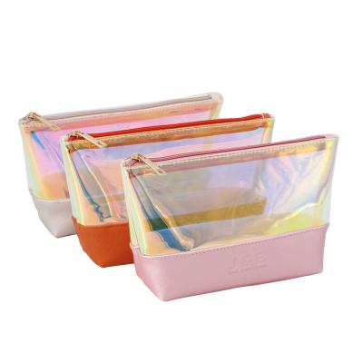 China Fashion Holographic Private Label TPU Rainbow PVC Small Makeup Clutch Travel Pouch Cosmetic Brush Holder Custom Cosmetic Bag for sale