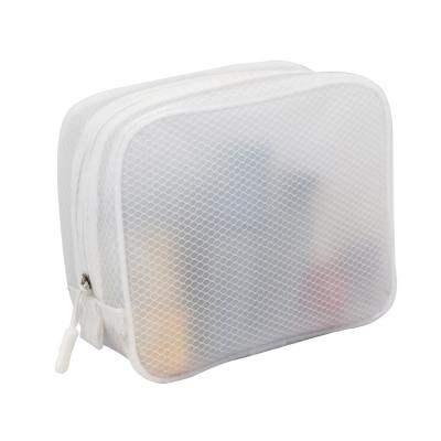 China High Quality Fashion Hotsell Frosted Simple Portable Travel Waterproof Mesh EVA Cosmetic Storage Bag Case Semi Transparent for sale