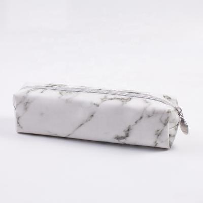 China Lady Custom Marble PU Leather Cosmetic Bag With Personal Logo Small Portable Makeup Brush Bag For Women Gift for sale