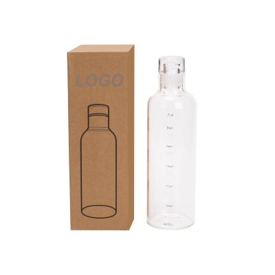 China Wholesale Custom Viable Transparent Water Bottle Fashion Bottle Acacia Diaphanous Water Bottle With Time Marker for sale