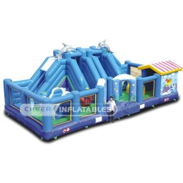 China PVC Commercial Inflatable Games Inflatable Slide With All-in-one Sports Arena for sale