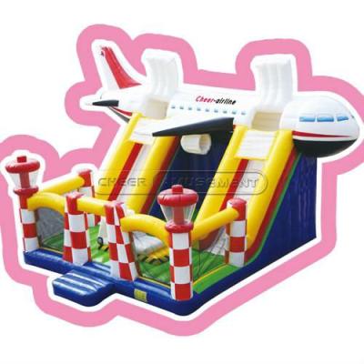 China Inflatable Airplane Slide Bouncer Cheer Bouncer Oriented Inflatable Slide Amusement Inflatable Naughty Castle For Kids for sale