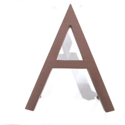 China Rose Gold Sign 3D Metal Letter Long Durable High Quality Solid Electroplating 8MM Custom Brass Sign for sale