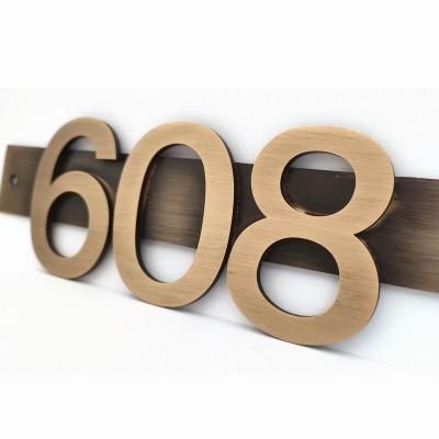 China DINGYISIGN Customized 3D Size Metal House Door Number Plate Anti-Corrosion Brass Adhesive Letters Long Durable for sale