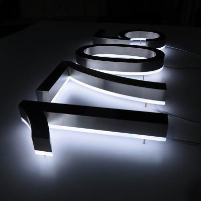 China Modern Custom Design Wall Led Metal Electronic Backlit Modern House Numbers Sign for sale