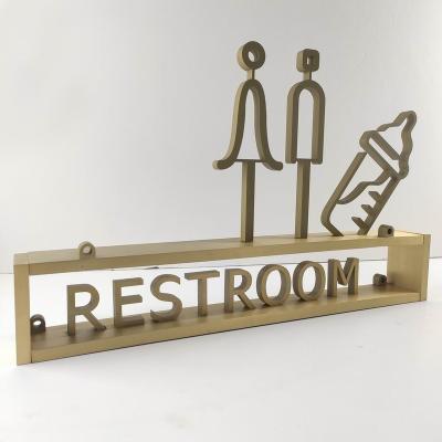 China Modern Professional Custom Brushed Wall Lavatory Toilet Door Brass Signage for sale