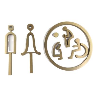 China Modern Toilet 3D Logo Vintage Gold Laser Cutting Brass Signs From China Manufacturer for sale