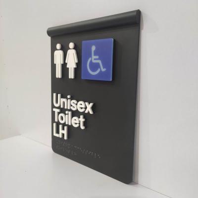 China Modern Hot Sale Unisex Custom Metal Embossed Braille Toilet Door Signage Sign for sale