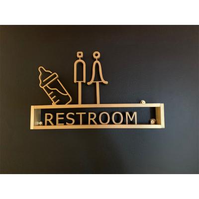 China Modern Wholesale Custom Toilet Wall Mounted Solid Brass Vintage Metal Door Signs for sale