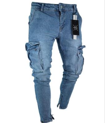 China Windproof Running Buddy With Trouser Legs Mens Jeans Pants Fashion Hole Zipper for sale